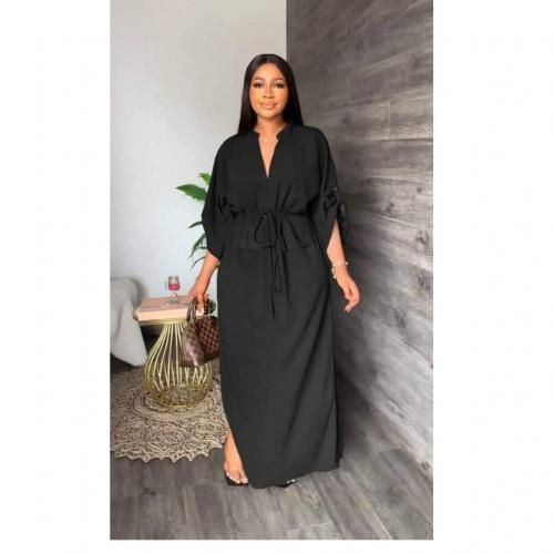 Lydiaz Trendy Maxi Gown With Side Slits - Black