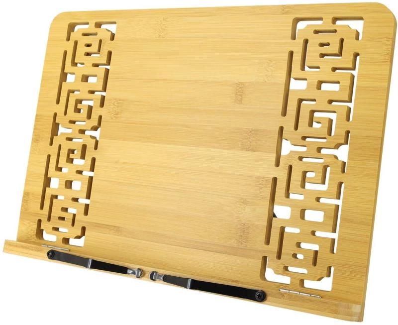 Bamboo Book Stand Adjustable Holder Tray Page Paper Clip (36