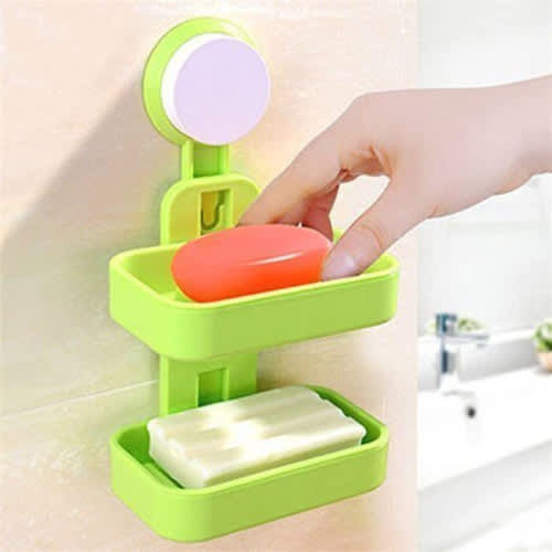 Plastic Soap Holder - 2 Layers- Green