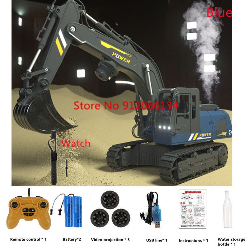 Projection Smoke Remote Control Excavator Watch Remote Control Dual Mode Alloy