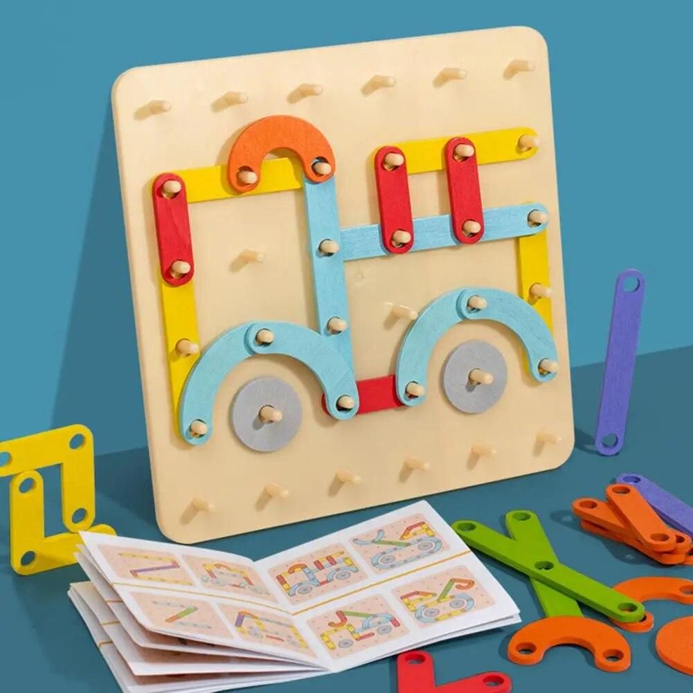 1 Set Brain Game Thickened Puzzle Fine Hand Movements Detailed Baby Toy Graphics Geometric Pegboard Puzzle for Child