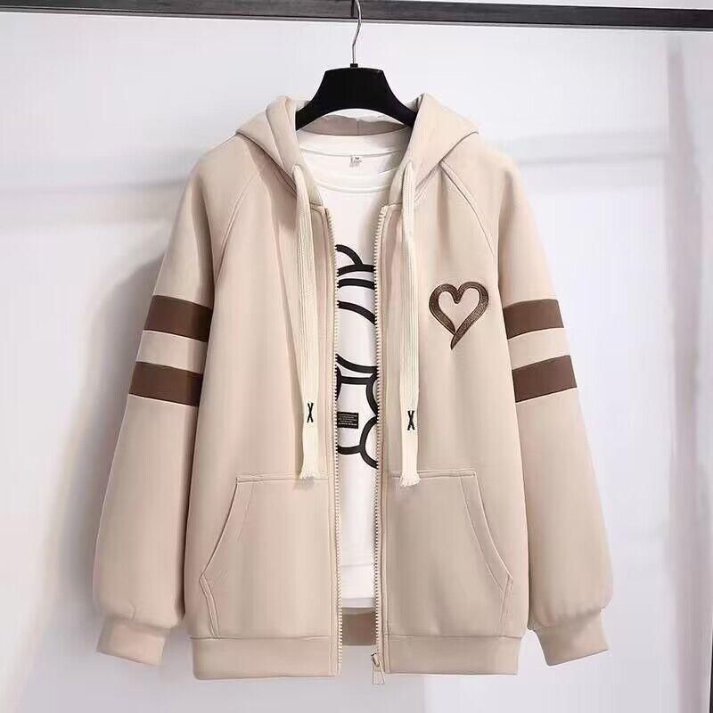 Embroidered Hoodie Coat Women's Cardigan Top Trendy Autumn and Winter New Loose Baseball Uniform Female Junior High School Student Wear