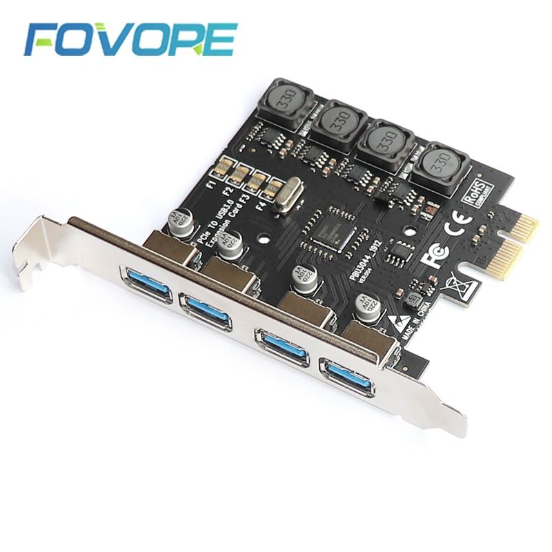 5Gbps Superspeed 4 Ports USB 3.0 Expansion Card Adapter PCI-E PCI Express Free Power Supply