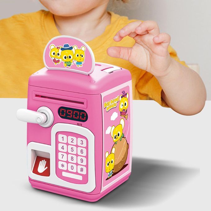 ATM Piggy Bank With Music And Light Saving Box For Boys Girls Pink