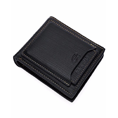 Men's Pidengbao Transverse Leather Wallet- Black