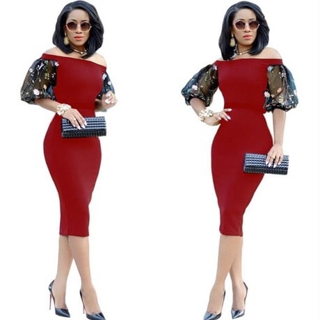 Ladies Bodycon Dress - Red