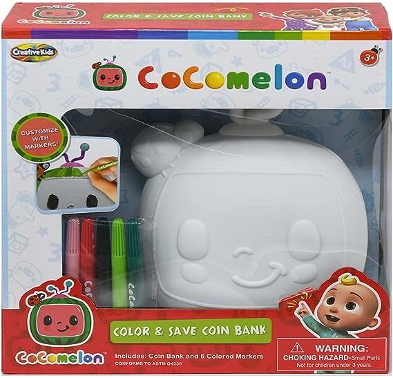 Cocomelon Color & Save Coin Bank With 6 Markers In 4562