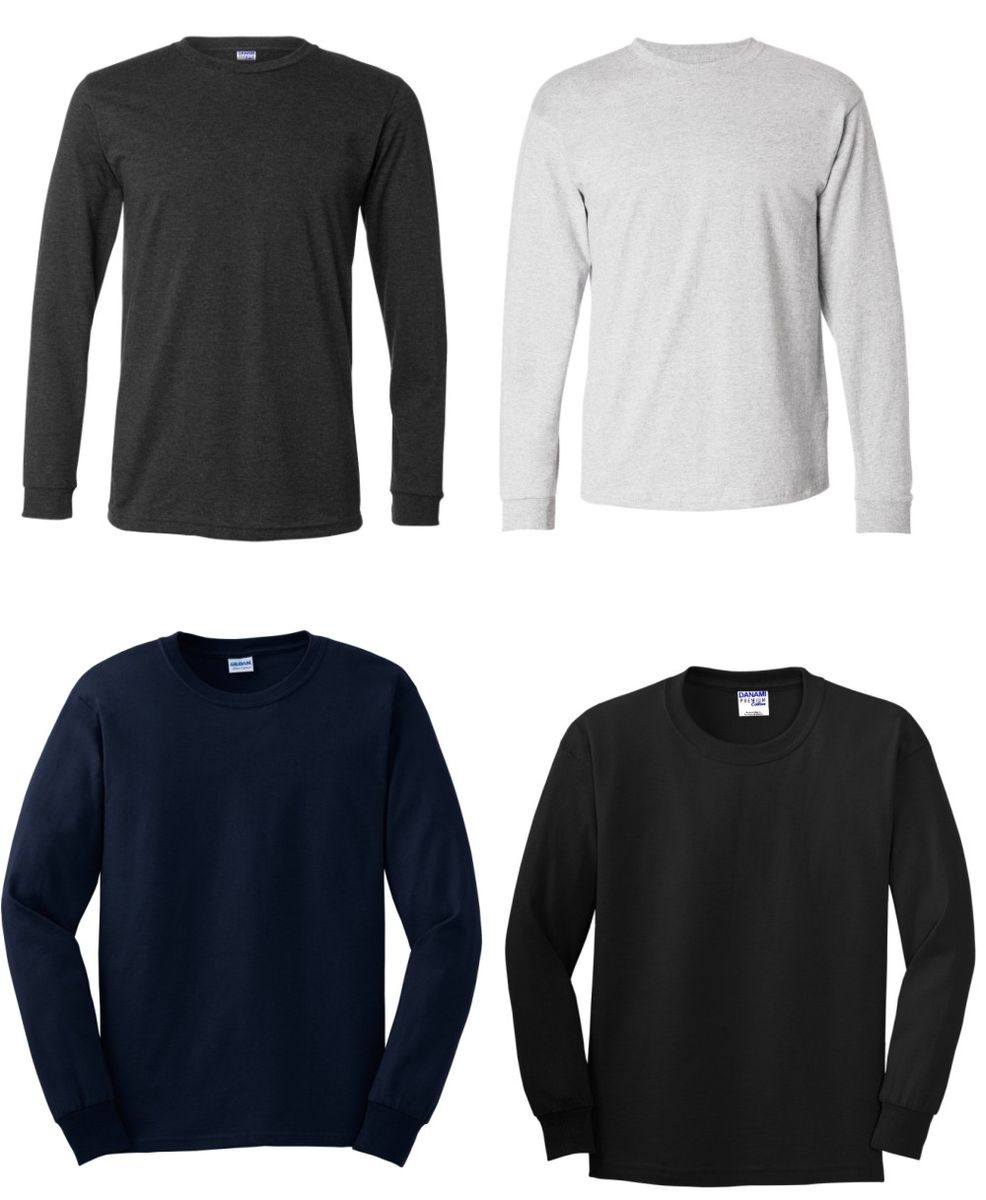 Set Of 4 Plain Long Sleeve T-Shirts