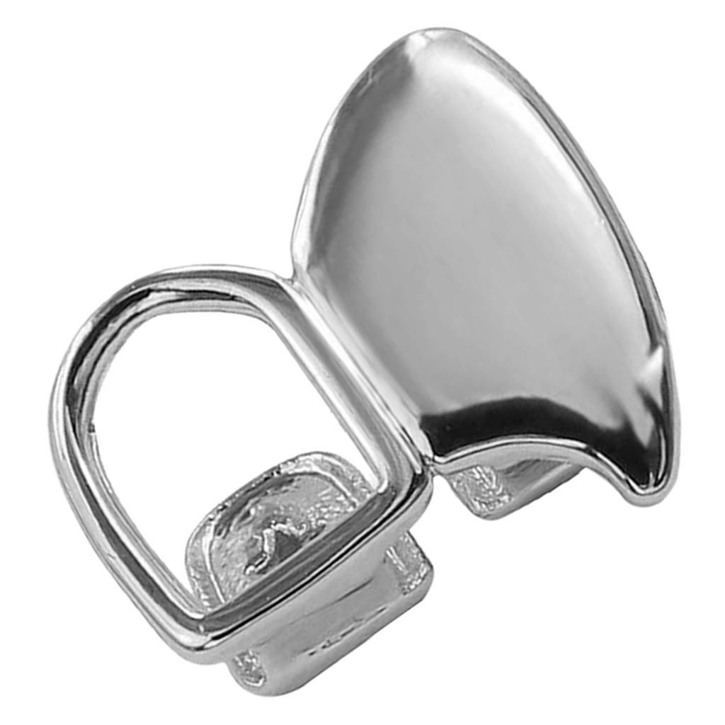 Hiphop Double   Fang Grills Teeth Hollow Top Tooth Caps Silver