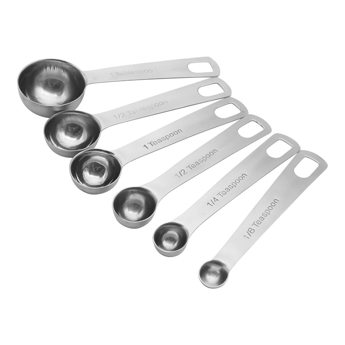 Measuring Spoons Set 6 Pcs Stainless Steel Metal Measuring