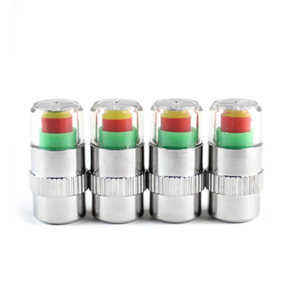 4Pcs Air Alert Tire Valve Caps Pressure Sensor Monitor Light Cap Indicator