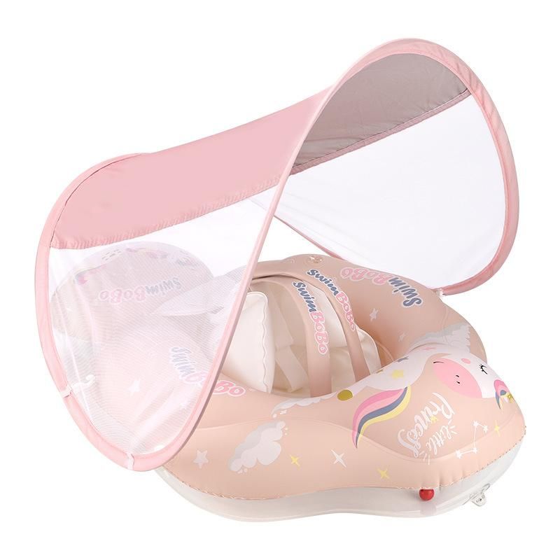Swimbobo baby swimming circle lying circle children's swimming circle armpit circle sunscreen sunshade cross-border pink pony style S (inner diameter 15CM) Folding Canopy + Seat Pocket + Floating Ball