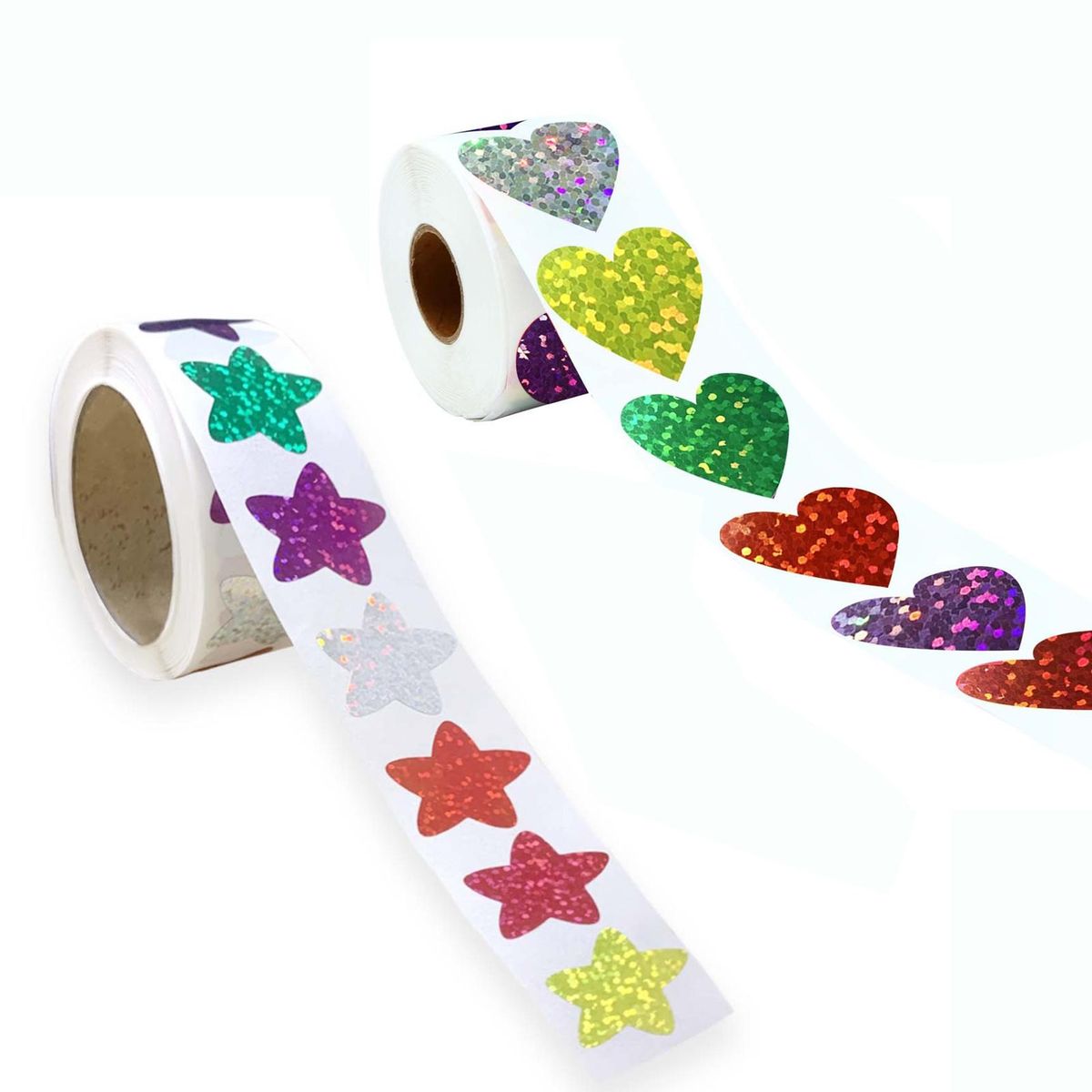 Self-adhesive Glitter Decals Shimmering Star Heart Stickers 2 for Diy Multicolor
