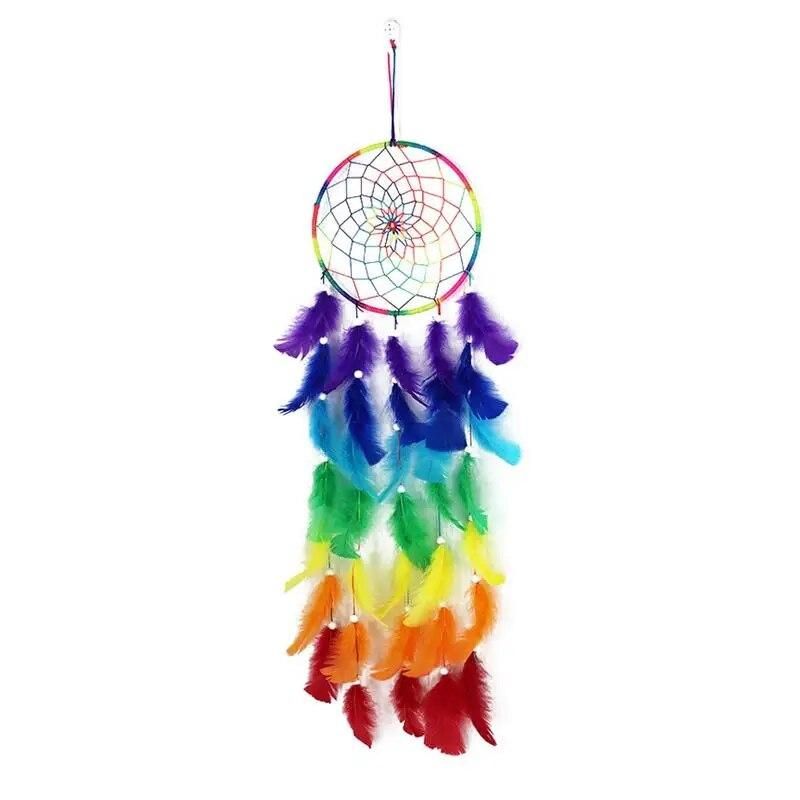 Seven Color Dream Catcher Bohemian Rainbow Feather Kids Room Decoration Air Wall Decoration Supplies Dreamcatcher