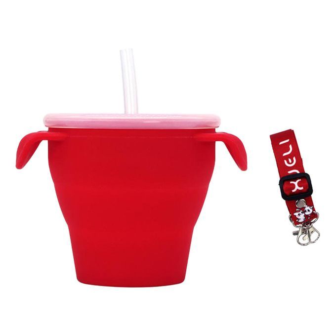Baby Silicone Snack Cup Toddler Portable Food Storage Snack Red