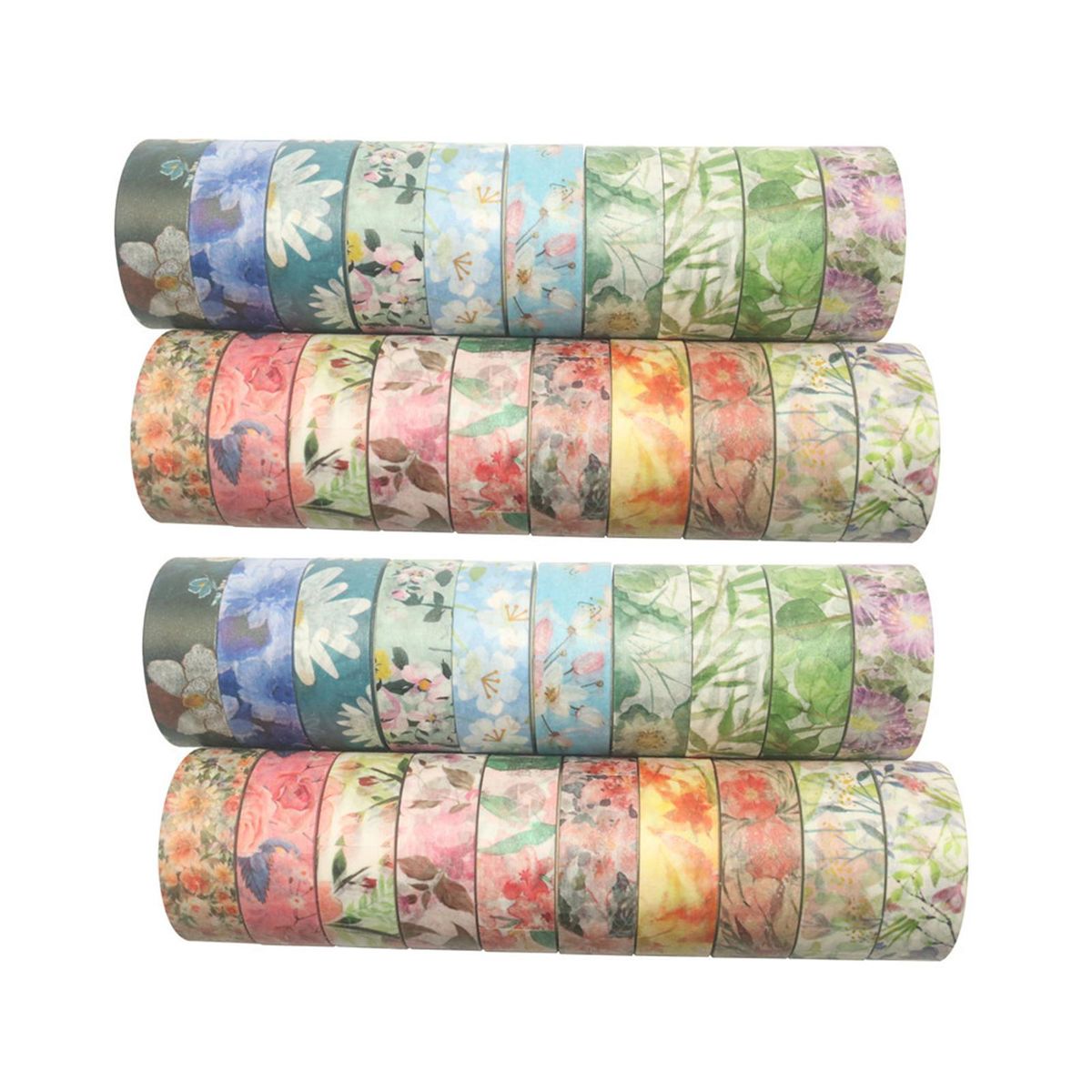 40 Rolls Washi Tape Set Floral Flower Leaves Plant Decorative Washi Masking Tapes 15mm Wide Adhesive Tape Sticker for DIY Arts & Crafts Scrapbooking Journals Planners Card Gift Wrapping
