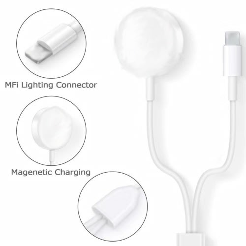 2 in 1 Magnetic Wireless Charging USB Cable For iPhone & iWatch Series