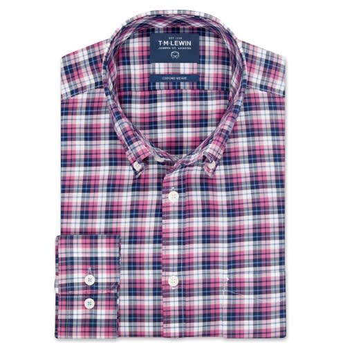 Slim Fit Navy And Pink Bold Check Shirt