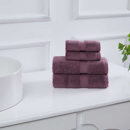 100% Hygro Cotton Hand And Washcloth Towel Set - 4-piece - Lavender