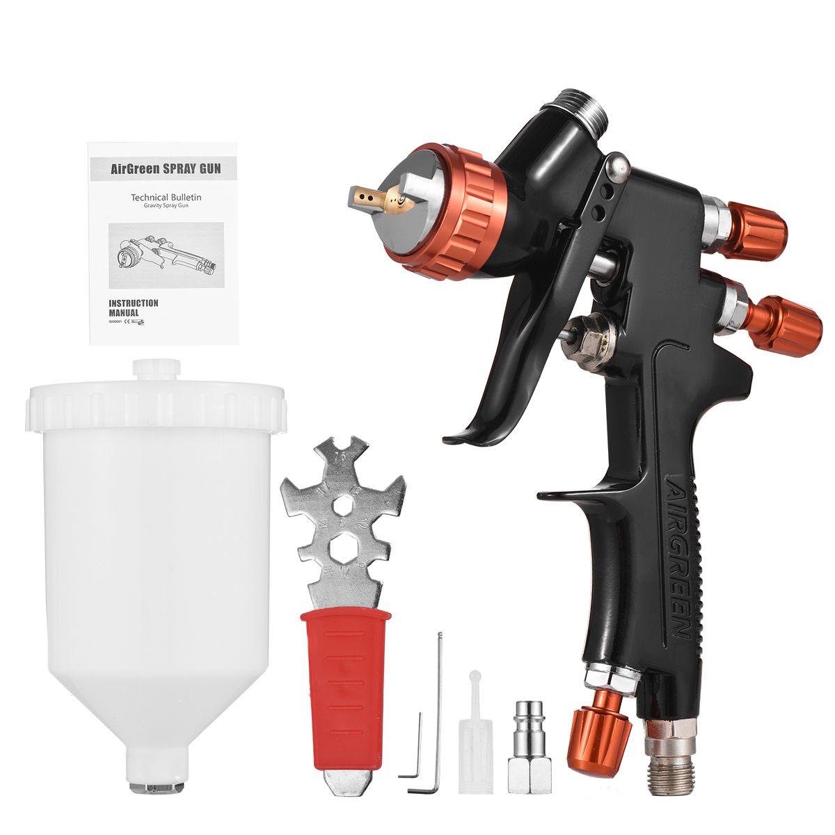 HVLP Air Spray Gun Kit 1.3mm Nozzle 600ml Fluid Cup Gravity