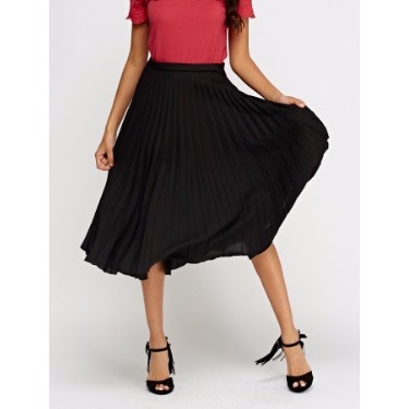 Pleated Maxi Skirt -Black