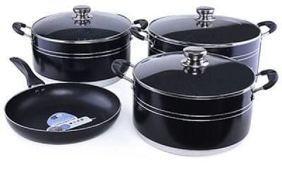 4 Pcs Platinum Set- 3 Pcs- Non-Stick Pots + 1 Frying Pan