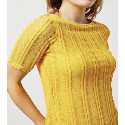 Egg Yoke Scoop Back Lace Lined Blouse