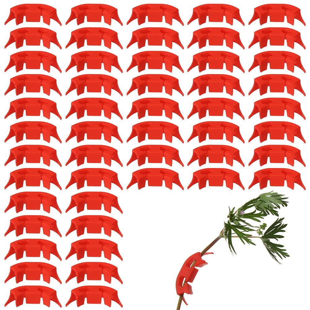 100PCS Plant Vine Seedling Grad Retaining Clips 90 Degree Plant Bender For Flower Tomato-red