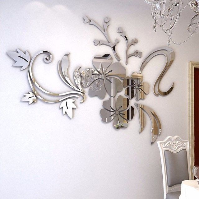 3D Mirror Flower Art Wall Sticker Acrylic Mural