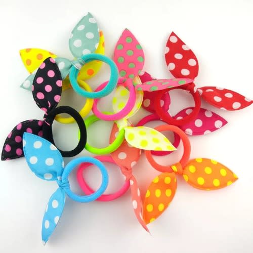 Bunny Ears Elastic Hair Scrunchies - 12 Pieces - Multicolor