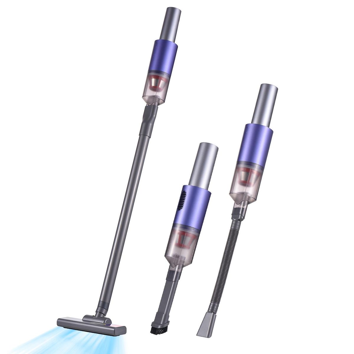 Cordless Vacuum Cleaner 130000PA Stick Handheld Vacuum 3 Different Brush Heads HEPA Filtration Detachable Dust Cup Support Type-C Port Fast Charging for Home Car Office Sofa Pet Hair Carpet and Hard Floor