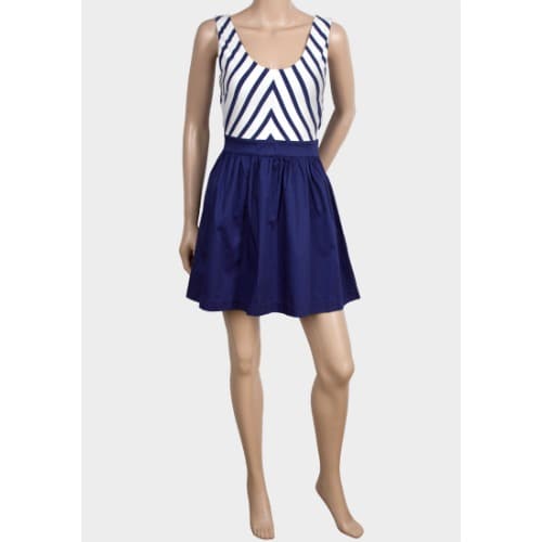 Addison Striped Bodice Knit Dress - Blue  White