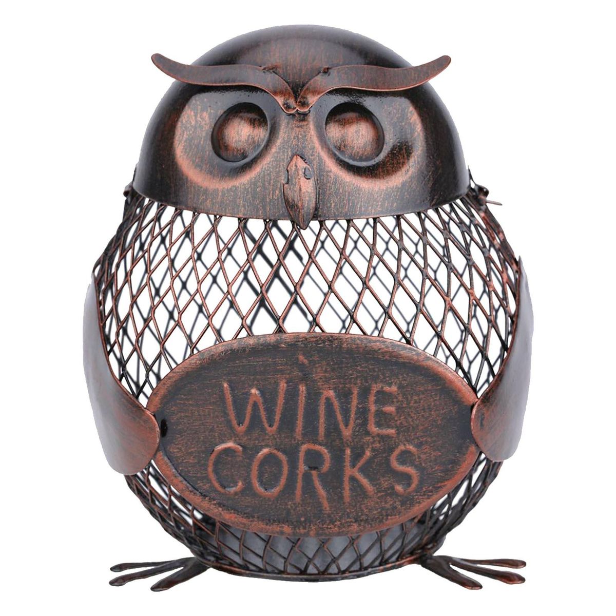 TOOARTS Owl mesh winebottle holder  Owl Bottle cork container  Iron art   Practical decoration  Creative sculpture   Creative wine holder  Crafts