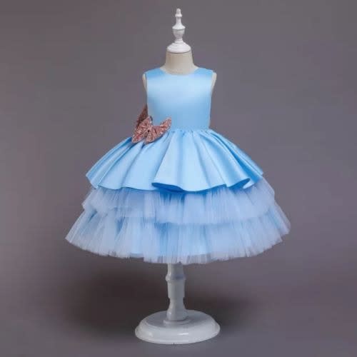 Girl' Party Dress - Sky Blue