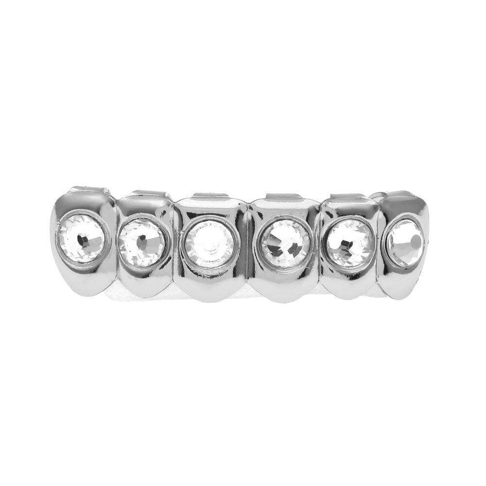 Custom Fit Hip Hop Diamond Gold Plated Teeth Caps Lower Bottom Grillz # Sliver Set Silver Suit