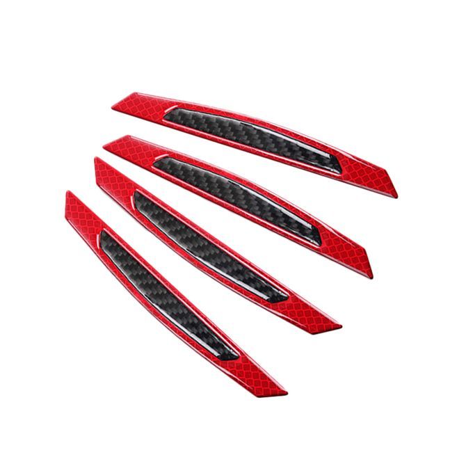 4Pcs Carbon Fiber Reflective Car Door Anti-Scratch-Red
