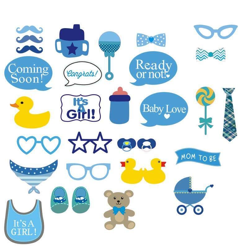 30 Pcs/set Baby Photo Booth Props Boy Girl Baby Shower 1st Birthday Fun Party Decoration Centerpieces Photobooth Photocall Girl