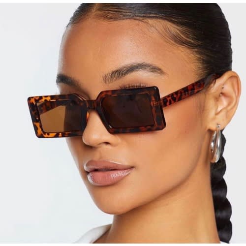 Unisex Fashion Rectangle Sunglasses - Leopard Print