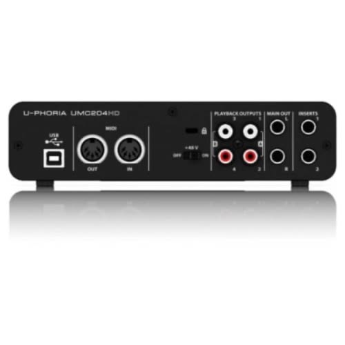 Behringer Umc204hd Audiophile 2&times;4 - 24-bit/192 Khz Usb Audio/midi Interface With Midas Mic