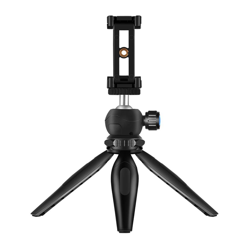 Portable Desktop Tripod for Phone/DSLR/Mirrorless Camera Rotatable Ball Head/1/4'' Screw/2 Availavle Heights/Phone Mounting Seat, Black