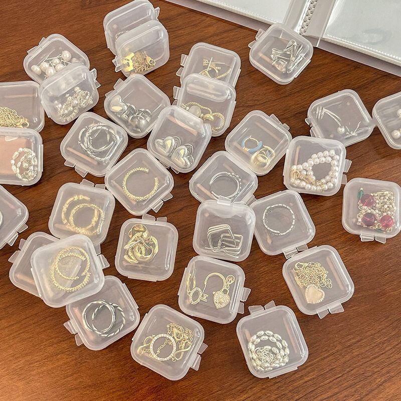 10Pcs Mini Jewelry Box Plastic Transparent Earrings Rings Storage Case