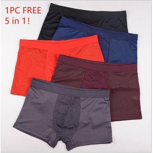 4PCS Men's Ice Silk Panties Modal Breathable Boxer Shorts  5 IN 1