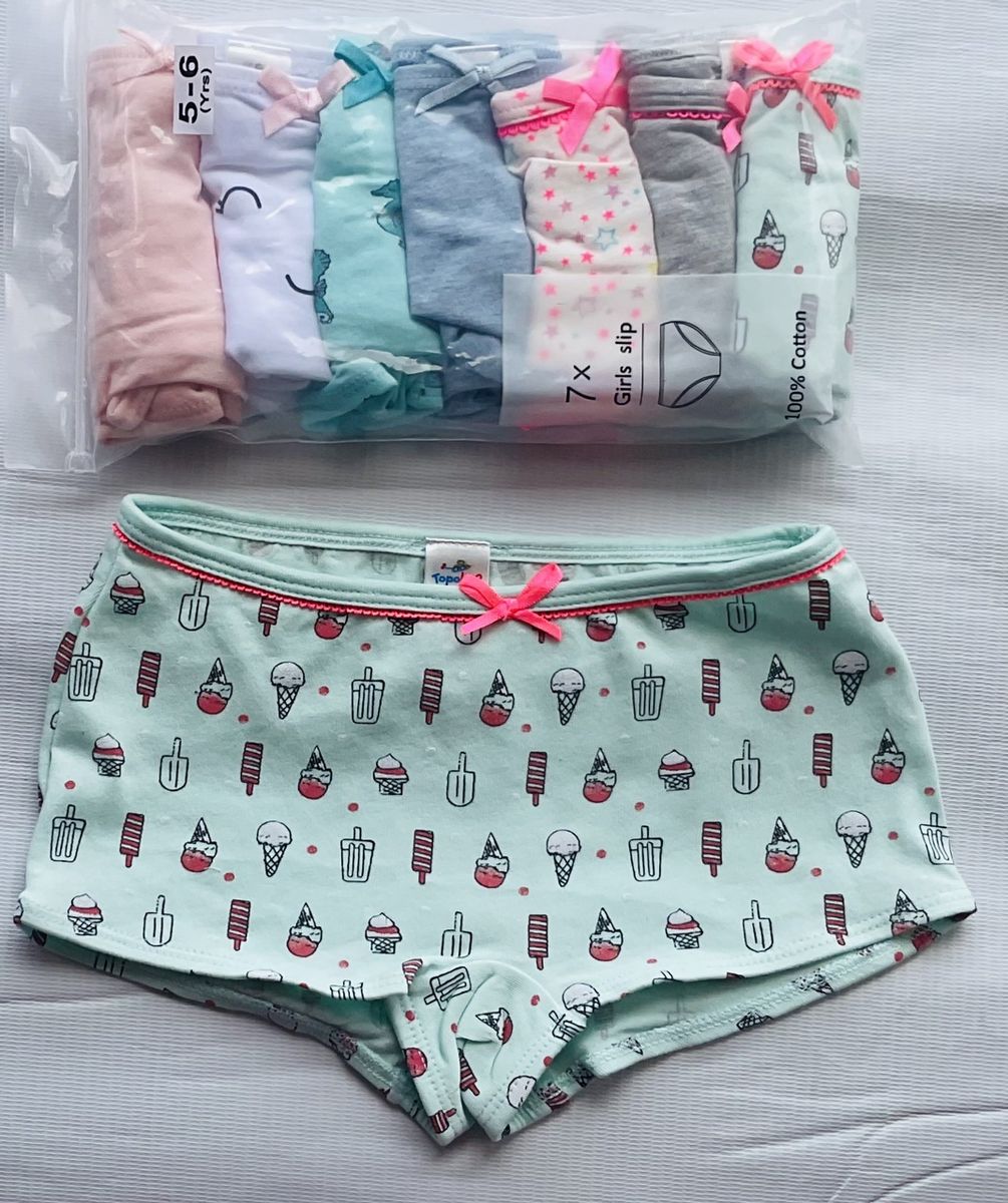 5-6 Yrs 7 Pack Colored Girls Briefs- B8