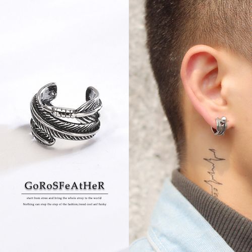 Feather Ear Clips Earrings Men's Trend No Pierced Simple Female Ear Bone Clips