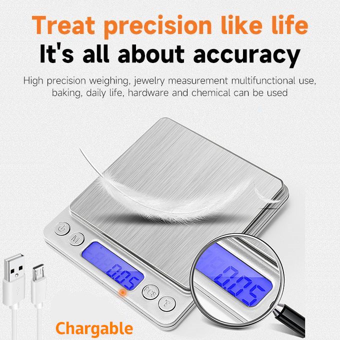Rechargeable Digital Kitchen Scale 3000g/ 0.1g Food Scale