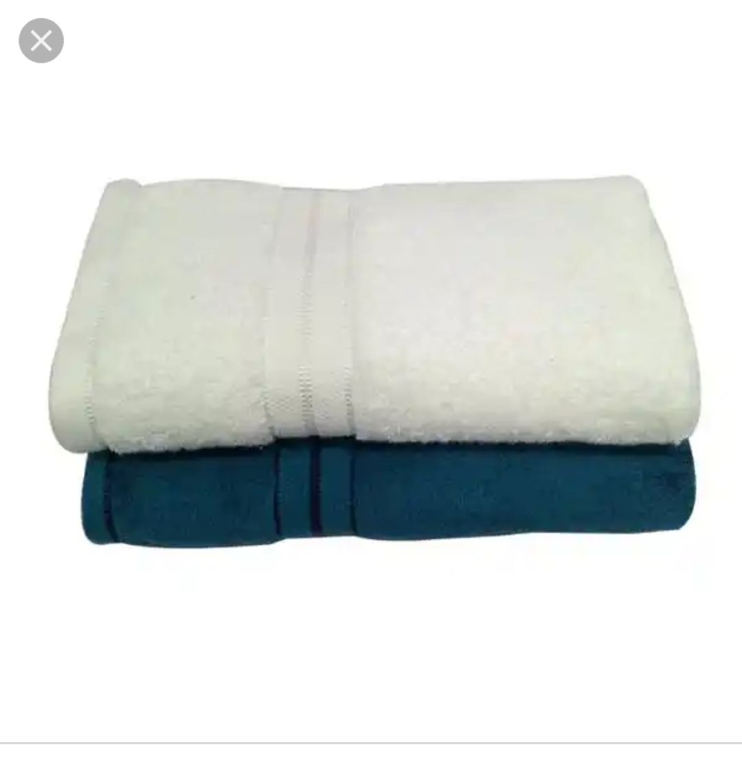 Two Large Bath Towel- White/Blue