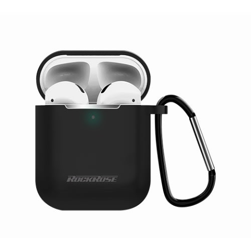 Earbuds Silicone Protective Case With Anti-Loss Carabiner - Black