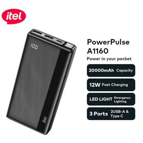 20000mAh 12w Fast Charging Battery Pack + Flashlight Power Bank