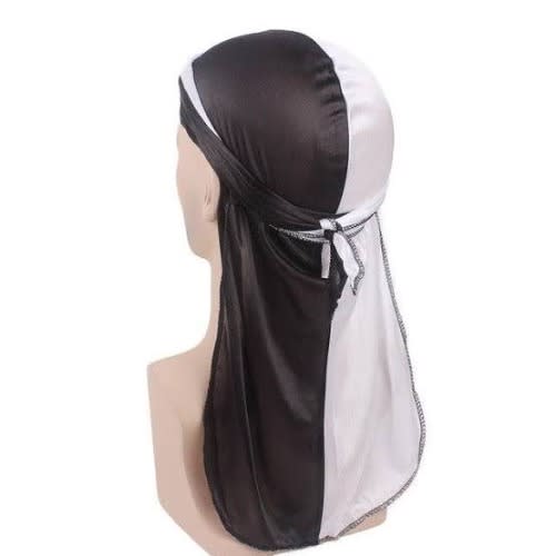 Two Colour Silk Durag - Black & White