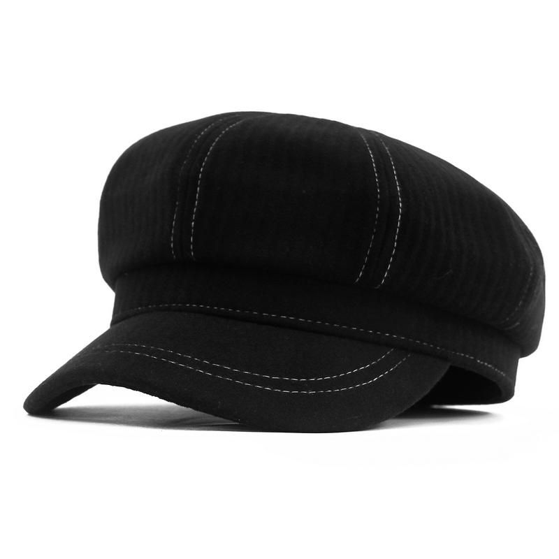 Women's Wool Hat Flat  Cap Autumn Linen Corduroy Octagonal Cap Solid Hats Young Student Hat Female er Cap 6 Styles